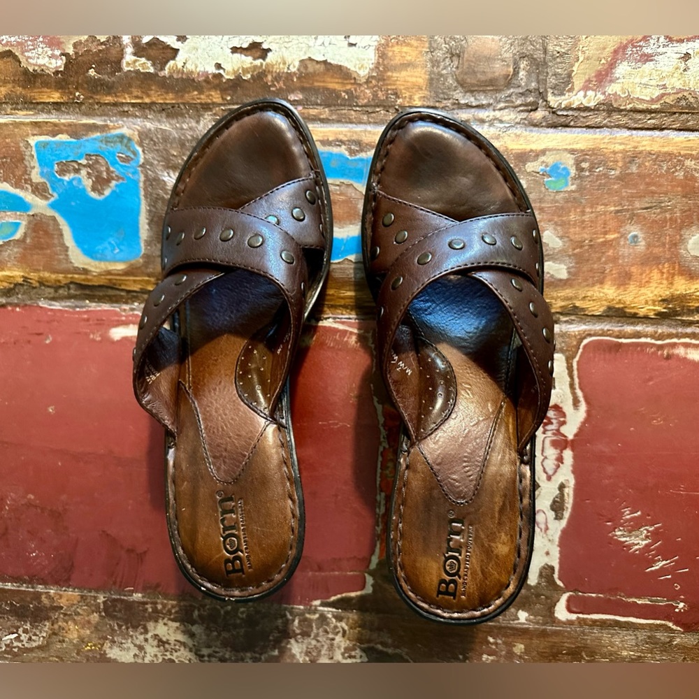 Born Leather Wedge Sandals - Picture 4 of 8